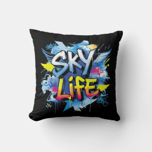 Urban Street Art Skydiving Graffiti SKY LIFE Cushion