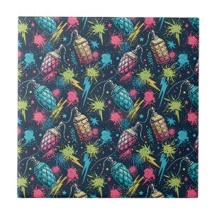 Urban Street Graffiti Neon Spray Paint Art Design Ceramic Tile