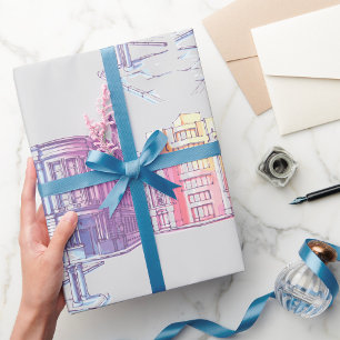 Urban Street Illustration Wrapping Paper
