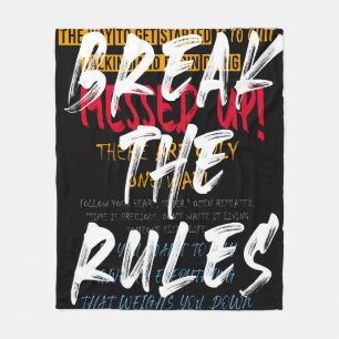 Urban street style Break the rules slogan print wi Fleece Blanket