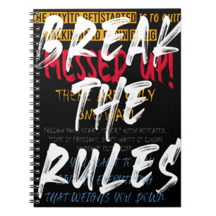 Urban street style Break the rules slogan print wi Notebook