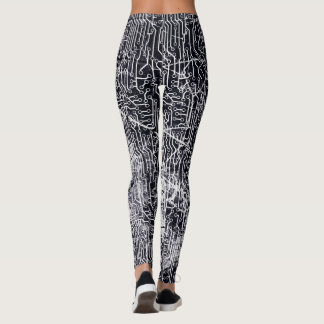 Urban Street Style Circuit Board Grunge Pattern Leggings