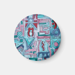 Urban Street Two-Funky Abstract Geometric Art Magnet
