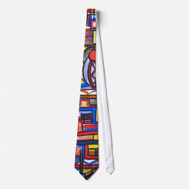 Urban Street Two-Geometric Hand Painted Tie (Front)