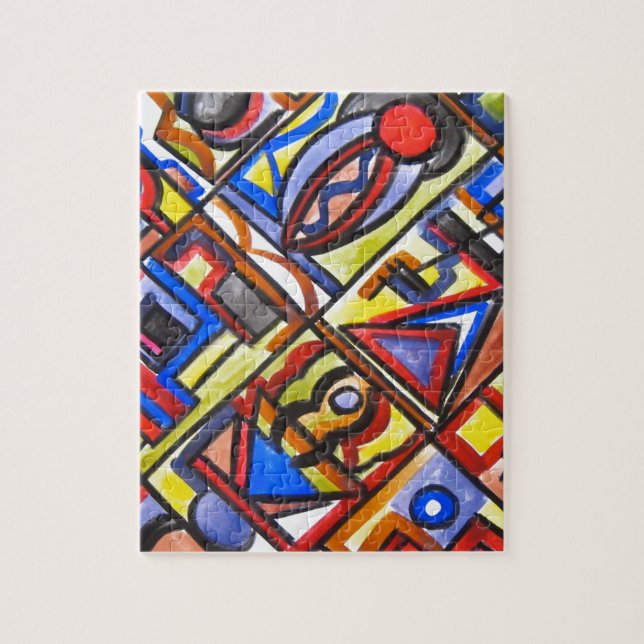 Urban Street Two-Modern Bauhaus Geometric Art Jigsaw Puzzle (Vertical)