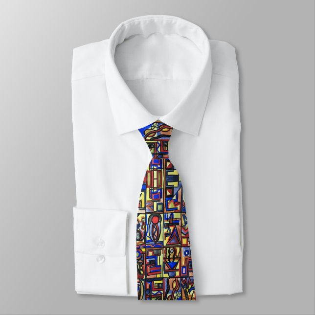 Urban Street Two-Modern Bauhaus Geometric Tie (Tied)