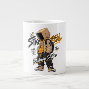 Urban Streetwear Fashion Character – Cool Graffiti Large Coffee Mug