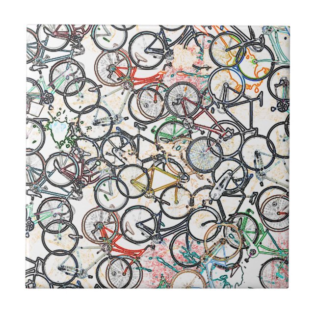 urban style bicycle pattern ceramic tile (Front)