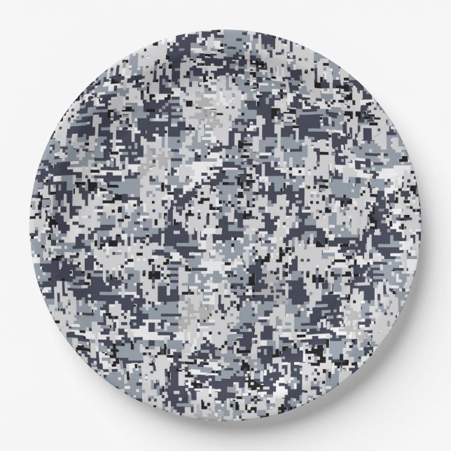 Urban Style Digital Camouflage Decor Paper Plate (Front)