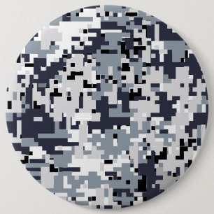Urban Style Silver Digital Camouflage 6 Cm Round Badge