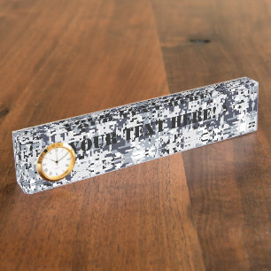 Urban Style Silver Digital Camouflage Nameplate