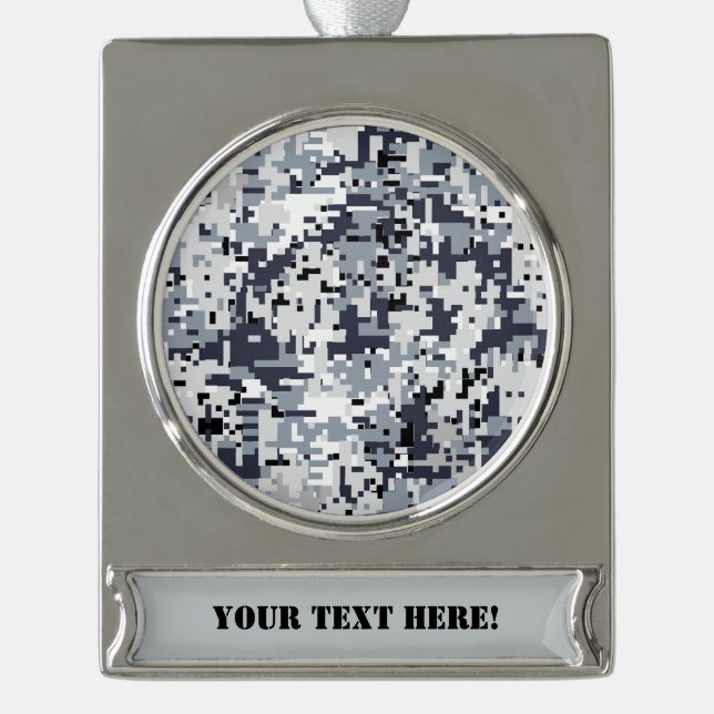 Urban Style Silver Digital Camouflage Silver Plated Banner Ornament (Front)