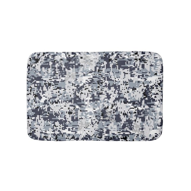Urban Style Silver Grey Digital Camouflage Bath Mat (Front)