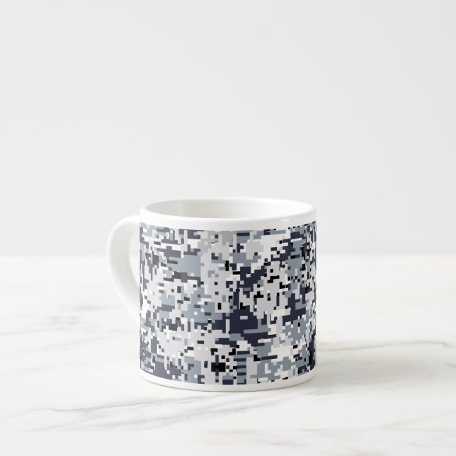 Urban Style Silver Grey Digital Camouflage Espresso Cup (Front Left)