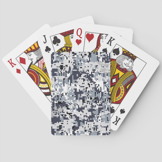 Urban Style Silver Grey Digital Camouflage Playing Cards (Back)