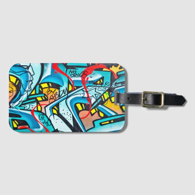 Urban subway graffiti art luggage tag (Front Horizontal)