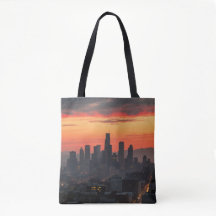 Urban Sunset Skyline All - Over - Print Tote Bag