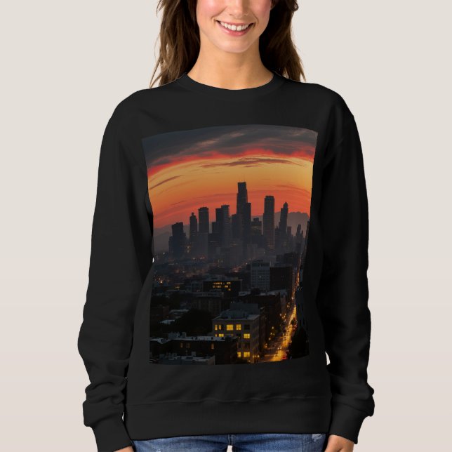 Urban Sunset Skyline Women's Basic T-Shirt Sweatshirt (Front)