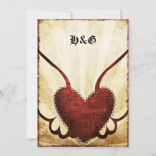 Urban Tattoo Winged Heart Wedding Invitations. Invitation