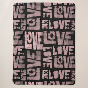Urban Throw Blanket - Love Graffiti - Pink Black