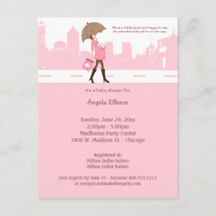 Urban Tickled Pink Baby Shower Invitation