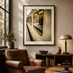 Urban Train Reflections Modern City Platform Poster