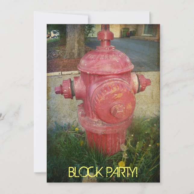 Urban Treated Fire Hydrant Block Party Invitations (Front)