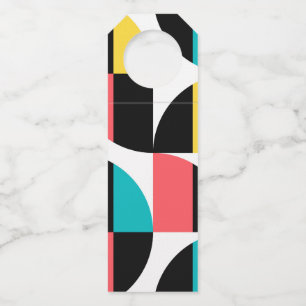 Urban, trendy, colourful, modern graphic pattern bottle tag