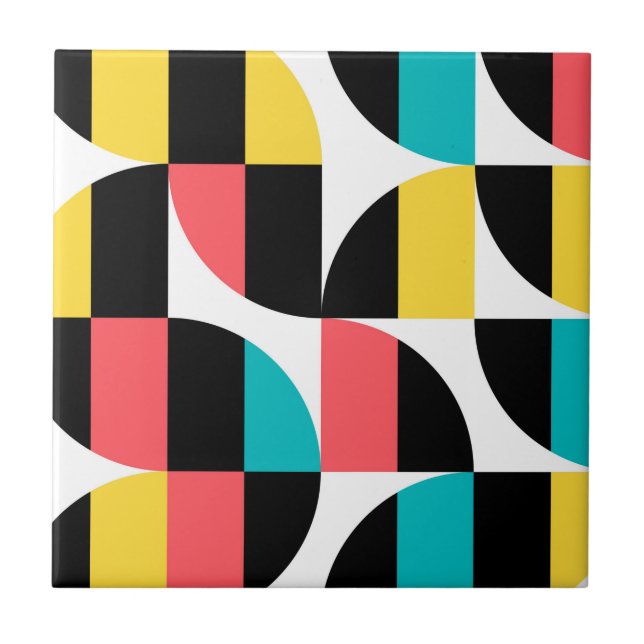 Urban, trendy, colourful, modern graphic pattern ceramic tile (Front)