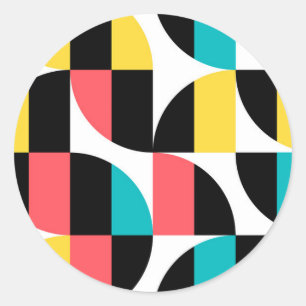 Urban, trendy, colourful, modern graphic pattern classic round sticker