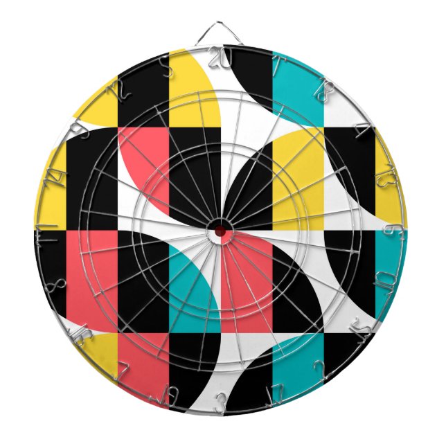 Urban, trendy, colourful, modern graphic pattern dartboard (Front)