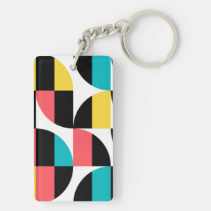 Urban, trendy, colourful, modern graphic pattern key ring