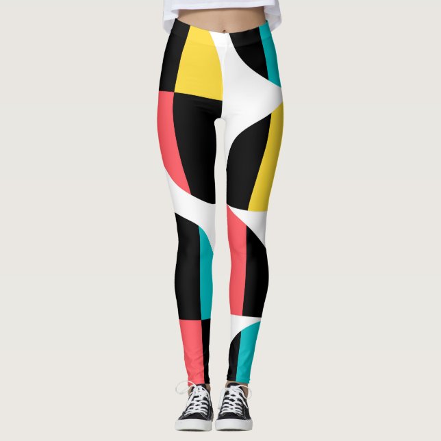 Urban, trendy, colourful, modern graphic pattern leggings (Front)