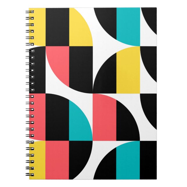 Urban, trendy, colourful, modern graphic pattern notebook (Front)