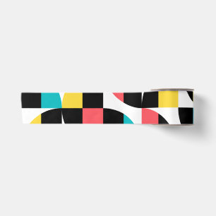 Urban, trendy, colourful, modern graphic pattern satin ribbon