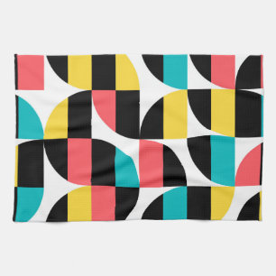 Urban, trendy, colourful, modern graphic pattern tea towel