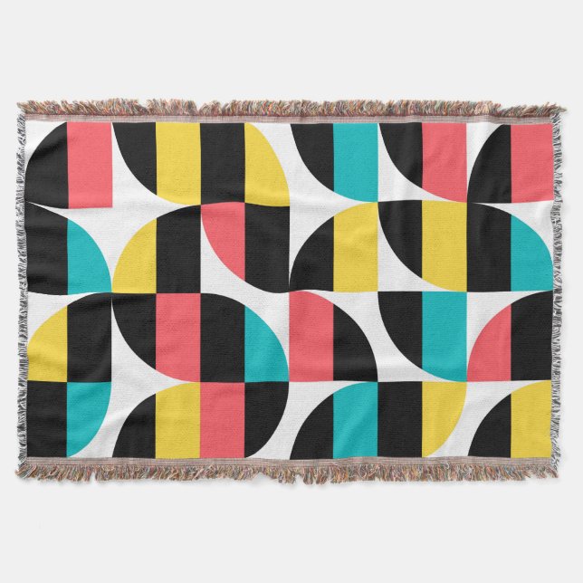 Urban, trendy, colourful, modern graphic pattern throw blanket (Front)