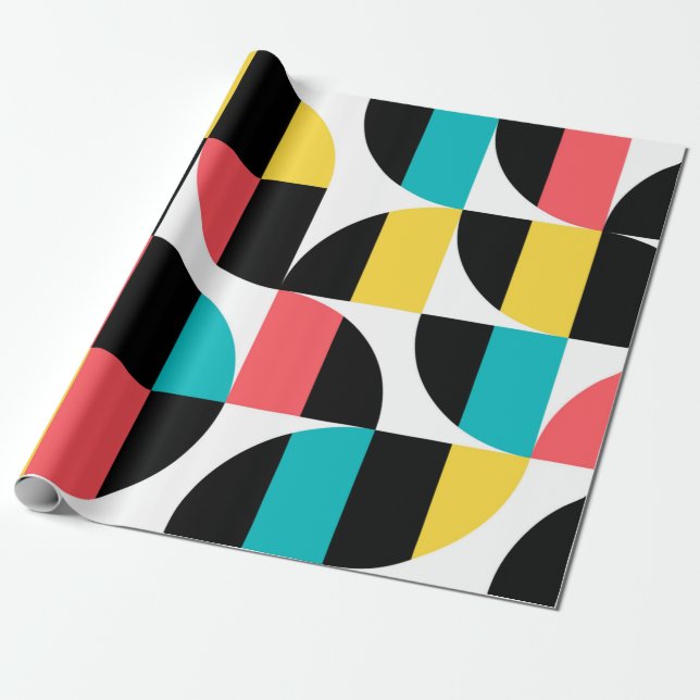 Urban, trendy, colourful, modern graphic pattern wrapping paper (Unrolled)
