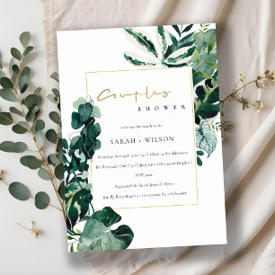 URBAN TROPICAL MONSTERA FAUNA COUPLE SHOWER INVITE