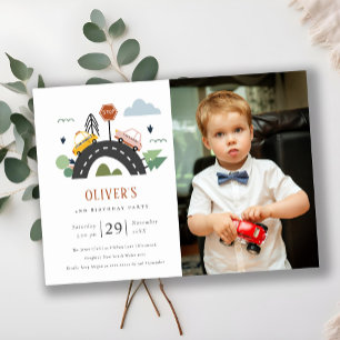 Urban Vehicle Cars Photo Any Age Birthday Invite