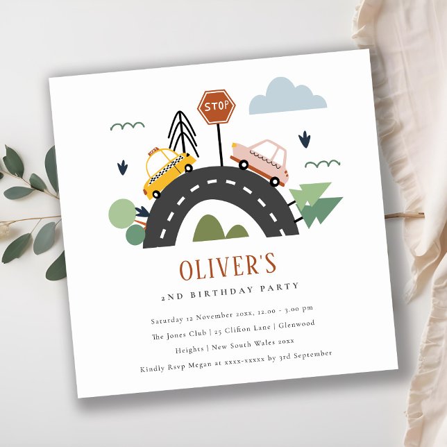 Urban Vehicle Cars Road Any Age Birthday Invite (Creator Uploaded)