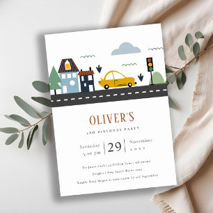 Urban Vehicle Cars Road Any Age Birthday Invite