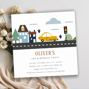 Urban Vehicle Cars Road Any Age Birthday Invite