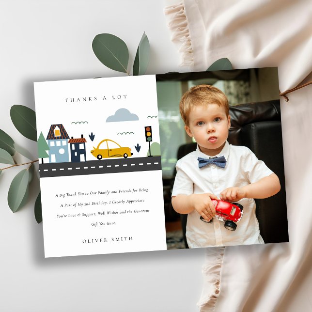 Urban Vehicle Cars Road Photo Any Age Birthday Thank You Card (Creator Uploaded)