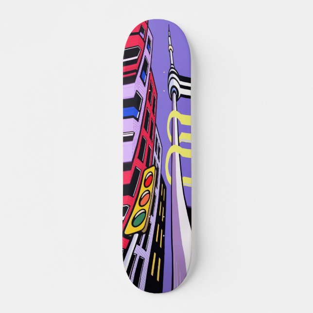Urban Vibes Skateboard – Bold Pop Art City Design (Front)