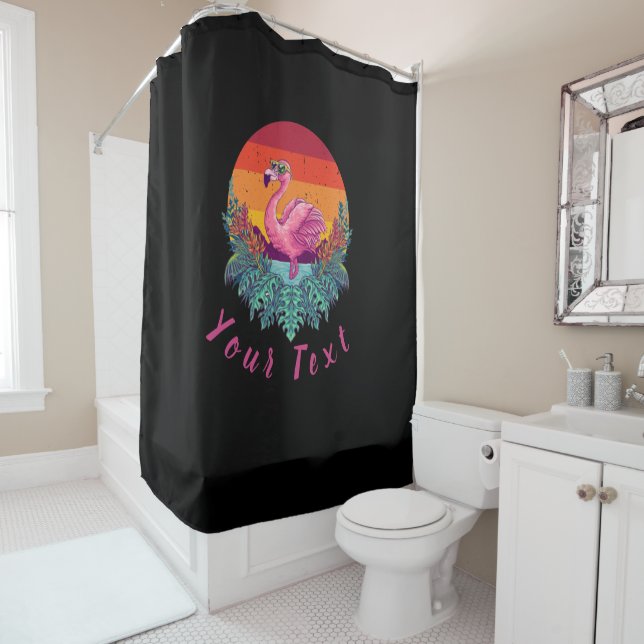 Urban Warrior Sunset PINK FALMINGO Shower Curtain (In Situ)