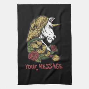 Urban Warrior Unicorn Rose Tea Towel