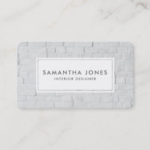 Urban White Brick Simple Modern Interior Designer Business Card