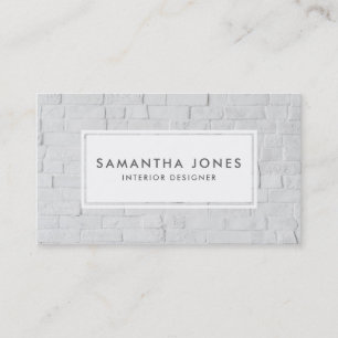 Urban White Brick Simple Modern Interior Designer Business Card