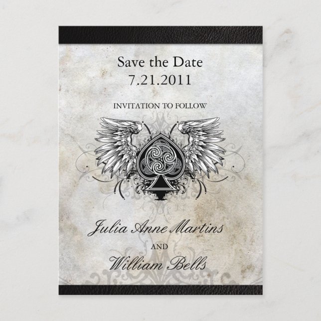 Urban Winged Celtic Knot Save the Date Postcards (Front)
